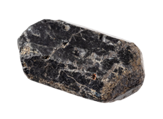 unworked natural augite mineral cutout on white