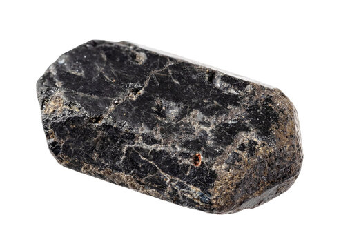 unworked natural augite mineral cutout on white