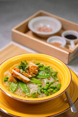 pho soup with chicken meat