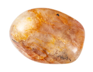 natural polished orange quartz cutout on white