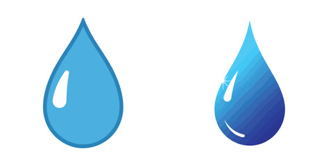 Two blue water drops illustration on a white background.