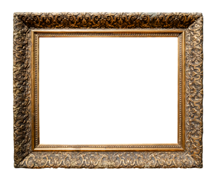 antique wide dark golden carved painting frame
