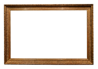ancient horizontal dark gold carved painting frame