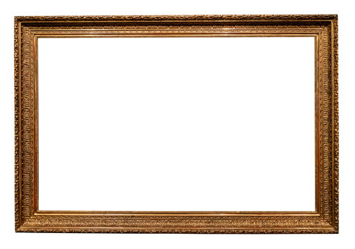 ancient horizontal dark gold carved painting frame