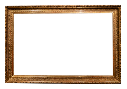 ancient horizontal dark gold carved painting frame