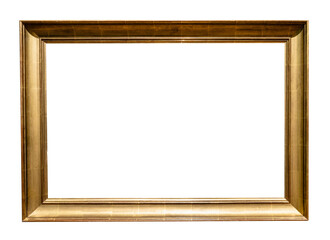 Fototapeta premium old horizontal golden plain picture frame cutout