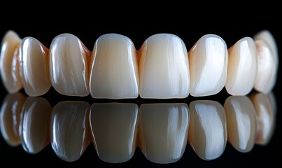 Photo of perfect teeth, captured in close-up to highlight dental health and beauty, Generative AI