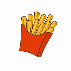 Illustration french fries is isolated on the white background