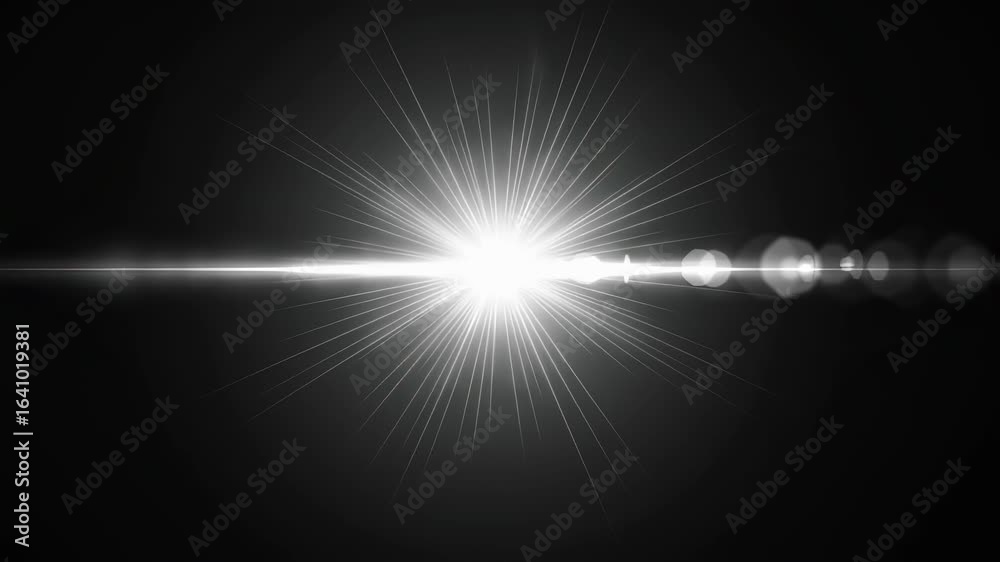 Wall mural bright light in darkness. star with glow and rays. digital lens flare effect. abstract glowing spark
