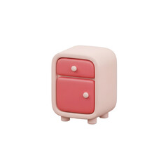 Minimalist Cute Little Nightstand With Two Drawers Isolated On Transparent Background