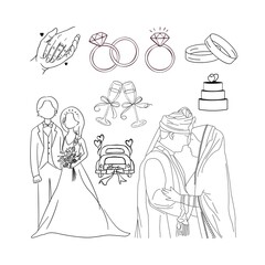 Obraz premium Wedding Illustrations - Traditional and Modern Couple Line Art