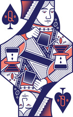 Coffee Lovers Spade Courts - Queen Dark blue