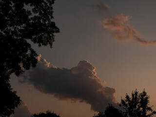 Evening sky gradient with clouds still touched by the setting sun