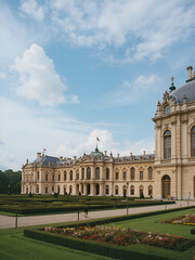 Naklejka premium Palace Versailles was a royal chateau, 20 kilometers southwest of centre of Paris. Orangerie Parterre (1684 - 1686) in Versailles palace. VERSAILLES, FRANCE.