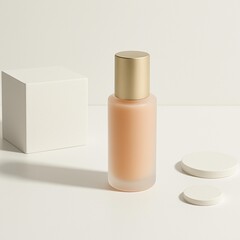 Minimalist Frosted Glass Cosmetic Bottle on White Background