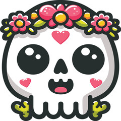 Cute Skull Kawaii  Vector Icons