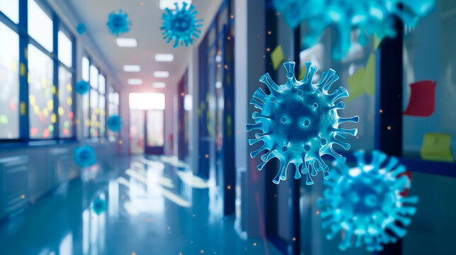 Virus in a School Hallway - Powered by Adobe