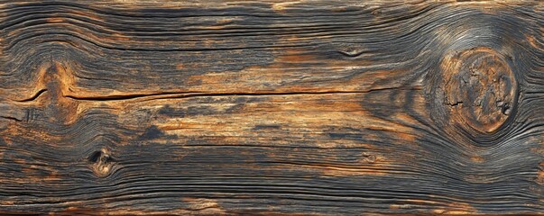 Old grunge dark wooden texture, focusing on the rich brown tones and intricate patterns of weathered wood, ideal for vintage or rustic aesthetics, Generative AI