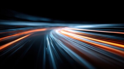 Fototapeta premium Abstract Light Trails on Dark Background, Motion Blur Effect, Futuristic Technology Concept, Long Exposure