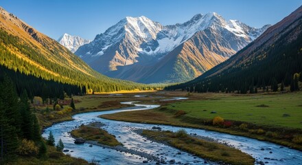 Fototapeta premium Snowy mountain landscape