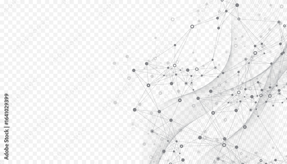 Wall mural abstract tech network connection dots. digital technology and big data analysis background. white ba