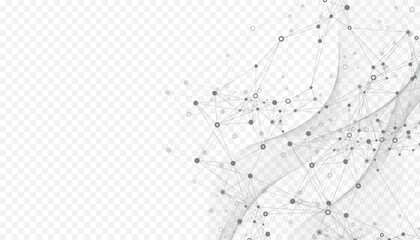 Abstract tech network connection dots. Digital technology and big data analysis background. White background with plexus lines. Geometric background with abstract mesh