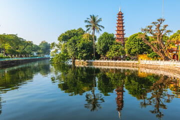 Tran Quoc Pagoda, aka Khai Quoc , the oldest Buddhist temple in Hanoi, Vietnam