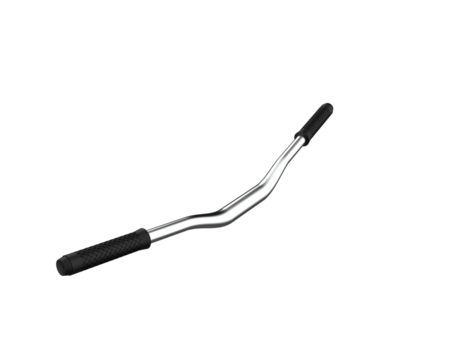 Chrome bicycle handlebar with black grips, featuring a classic design for various bike types. Perfect for cycling enthusiasts and product designs, isolated on a PNG Transparent HD Background,