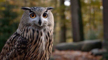 Naklejka premium Captivating Close Up of a Bird Featuring Striking Big Yellow Eye Surrounded by Soft Feathers Conveying Intrigue and Natural Beauty in Wildlife Setting