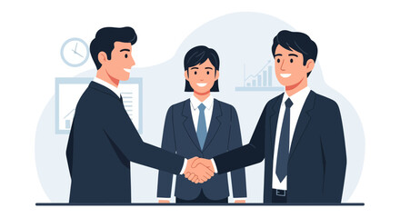 Business Deal Illustration Showcasing Partnership and Success for Corporate Presentations, Marketing Materials, and Financial Reports with a Positive and Professional Vibe