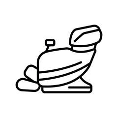 massage chair black line icon for digital and print projects.