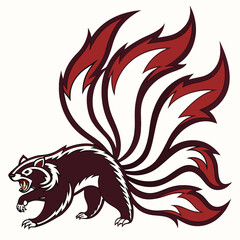 Strong Symbolic Logo of a Powerful Nine-Tailed Musang
