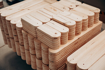 Stacked Wooden Planks with Rounded Edges and Holes