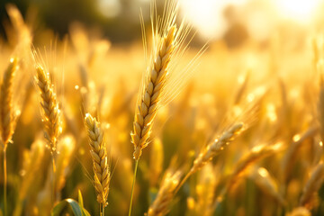 Golden Wheat Field at Sunset Agriculture Abundance Rich Harvest