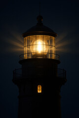  Lighthouse Beacon Shining Through the Night Sky