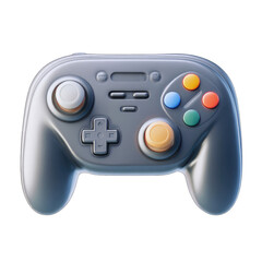 Dark gray gaming controller with colorful buttons