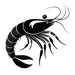 Fototapeta premium Shrimp vector clean black silhouette design white background