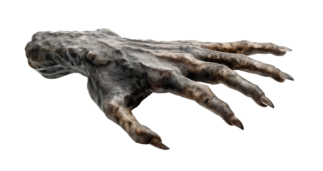 Zombie hand coming out of the ground, transparent background