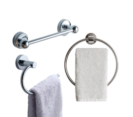 Modern bathroom towel holders and fresh towels for stylish home decor