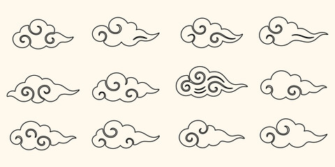 Japanese cloud outline beige background