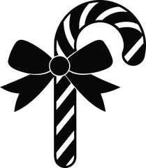Candy Cane with Bow Silhouette Icon