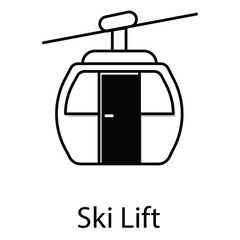 Alpine Chairlift Ski Lift Vector Icon for Snow Resort Design
