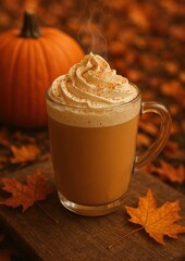 Cozy autumn pumpkin spice latte