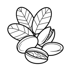 A black and white pistachio illustration line art of a coloring page 