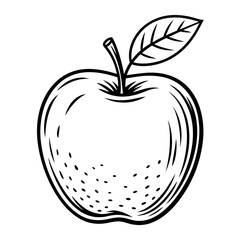 A black and white apple illustration line art of a coloring page 