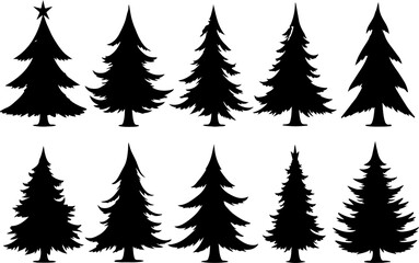 pine, tree, silhouette, evergreen, forest, nature,  vector bundle graphics