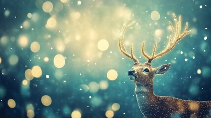 Fototapeta premium Majestic deer in winter wonderland