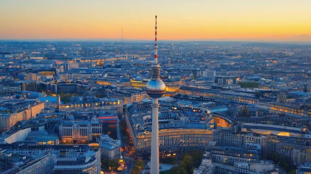 aerial view of the berlin city with television tower in germany