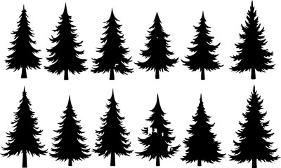 Christmas Tree Silhouette  Vector Bundle