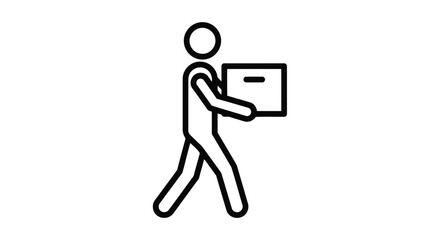 Vector illustration of delivery man carrying a package isolated on white background